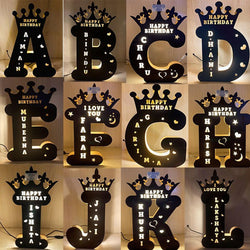 Wooden A-Z Alphabet LED Name Lamp