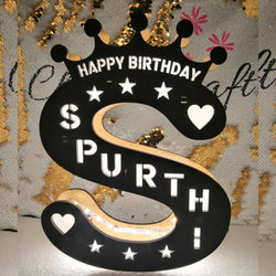 Personalized Wooden S Alphabet LED Name Lamp