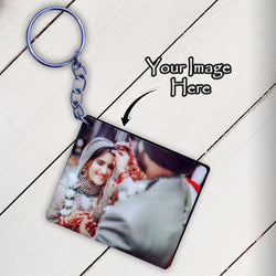 Wooden Keychain With Rectangular Photo