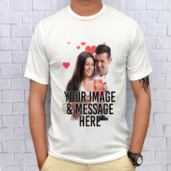 Customized White Polyester T-Shirt With Photo/Text