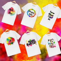White Holi T-Shirt In Different Quotes