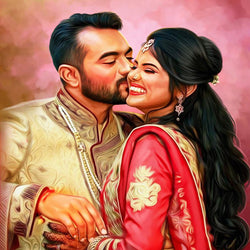 Valentine Oil Smudge Painting For Couple