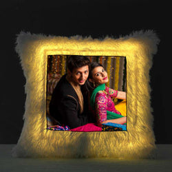 LED Square Fur Cushion With Photo