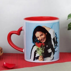 Red Heart Handle Mug With Photo