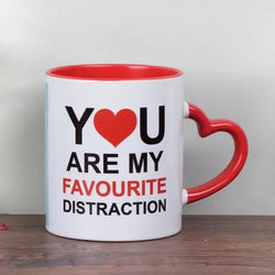 Red Heart Handle Mug With Text