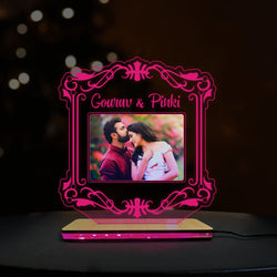 3D Acrylic LED Lamp For Couple With Name & Photo