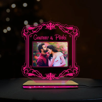 3D Acrylic LED Lamp For Couple With Name & Photo