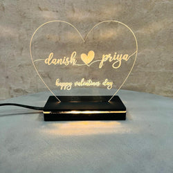 Heart Led Acrylic Lamp With Name For Couple